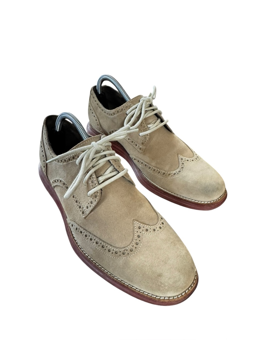 Men’s Cole Haan Size 9 Tan LunarGrand Suede Wingtip Oxfords